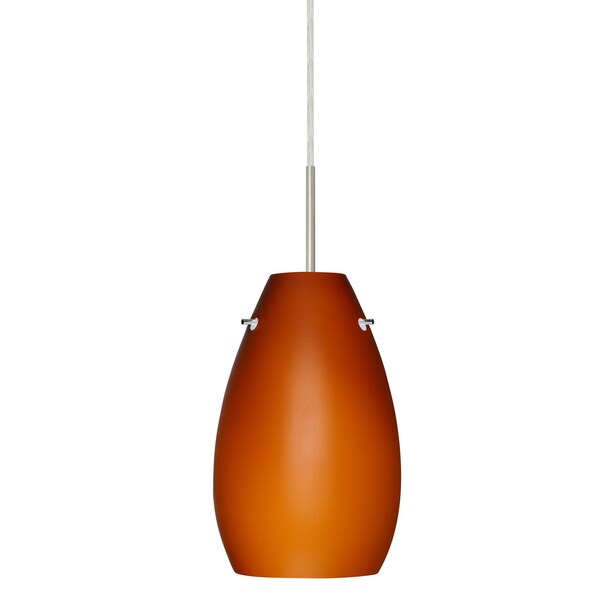 Besa Lighting Pera 9 Cord Pendant, Amber Matte, Satin Nickel Finish, 1x100W Incandescent 1JT-412680-SN - main